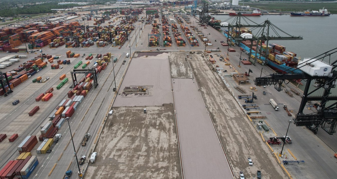 Aerial view of the container yards