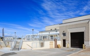 An exterior view of the building at the water treatment facility 