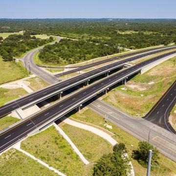 Aerial view of a highway. 