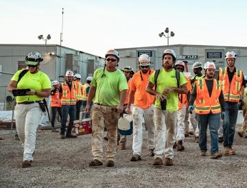 Craft employees walking to jobsite