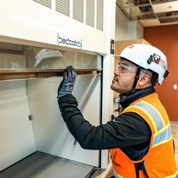 Construction worker in lab