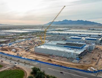 Aerial view of a mission critical project under construction