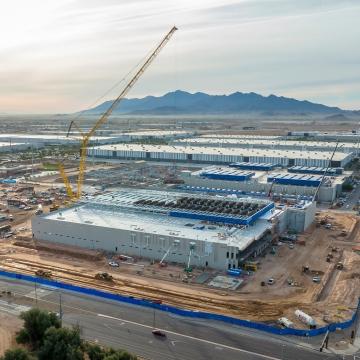Aerial view of a mission critical project under construction