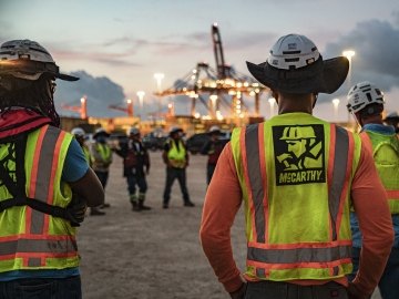 employees having a safety meeting