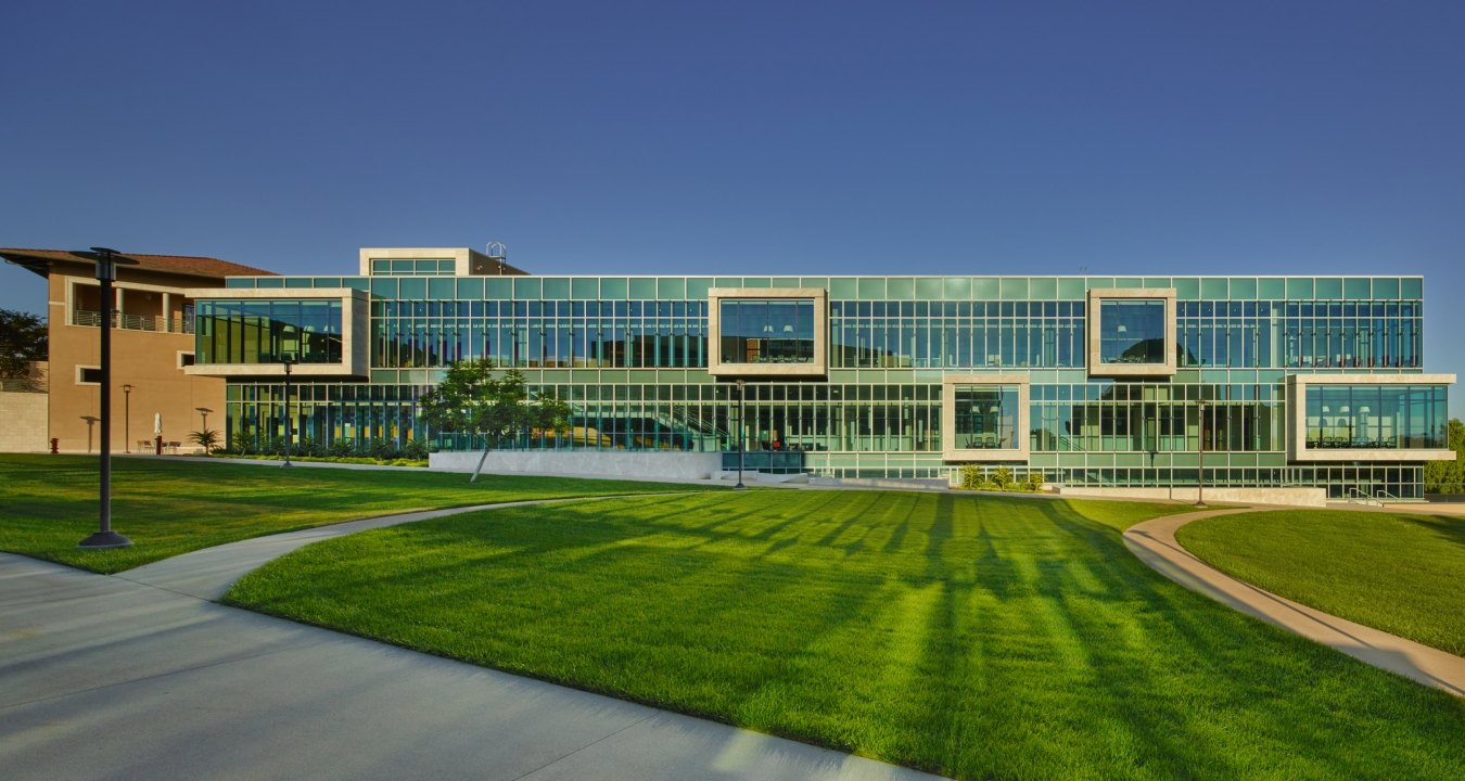 Building exterior with many windows