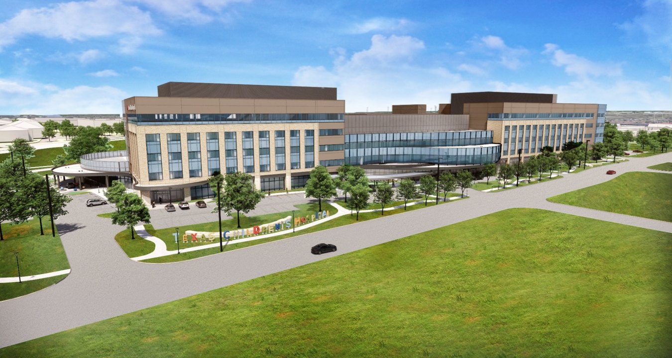 Exterior rendering of the front of the hospital building