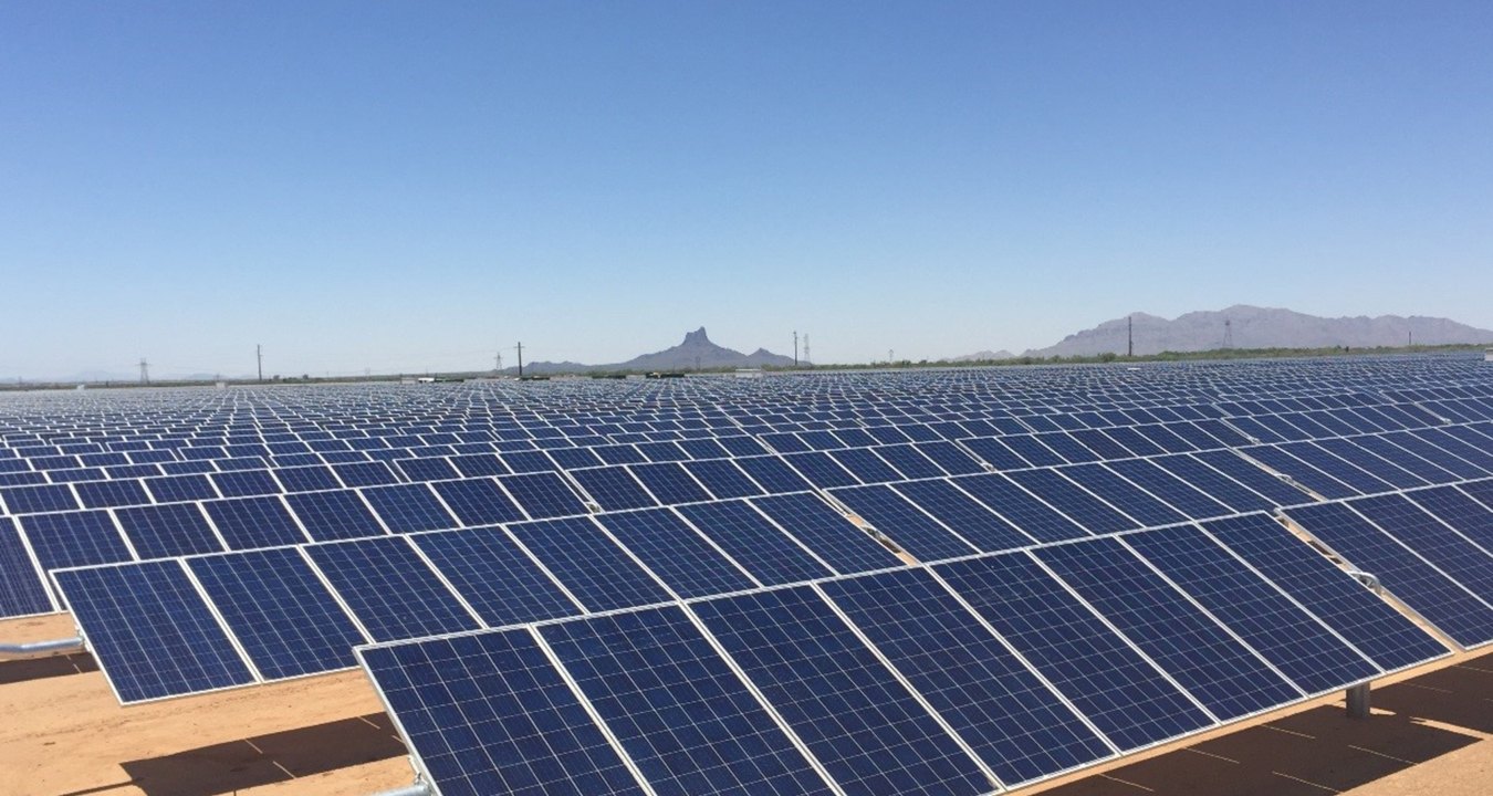 Outdoor image of rows of solar panels