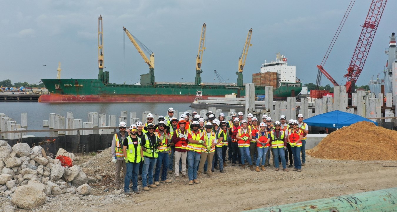 Intern group at a jobsite visit at Port Beaumont