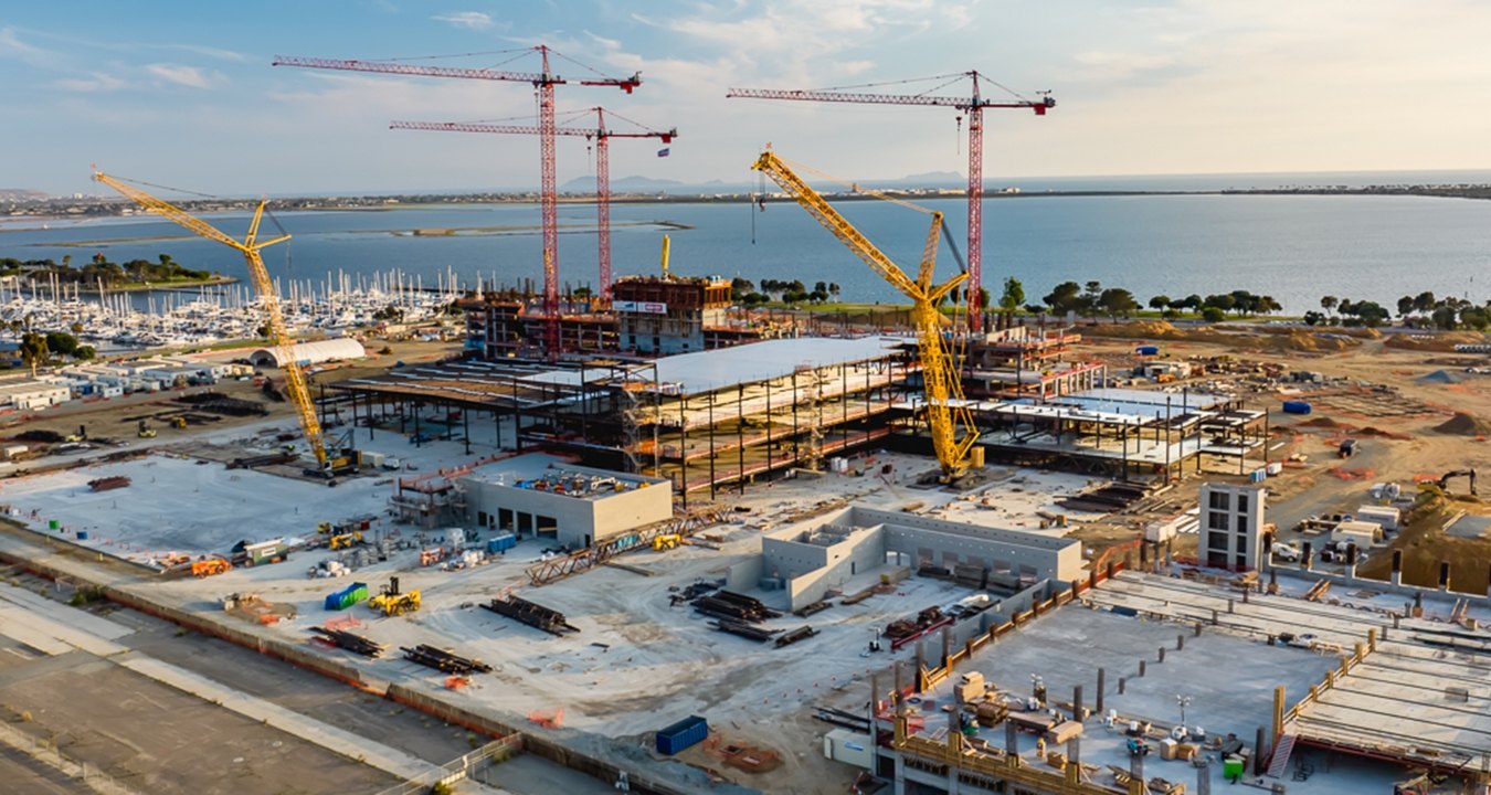 Aerial view of the Gaylord Pacific Resort Hotel & Convention Center while under construction.