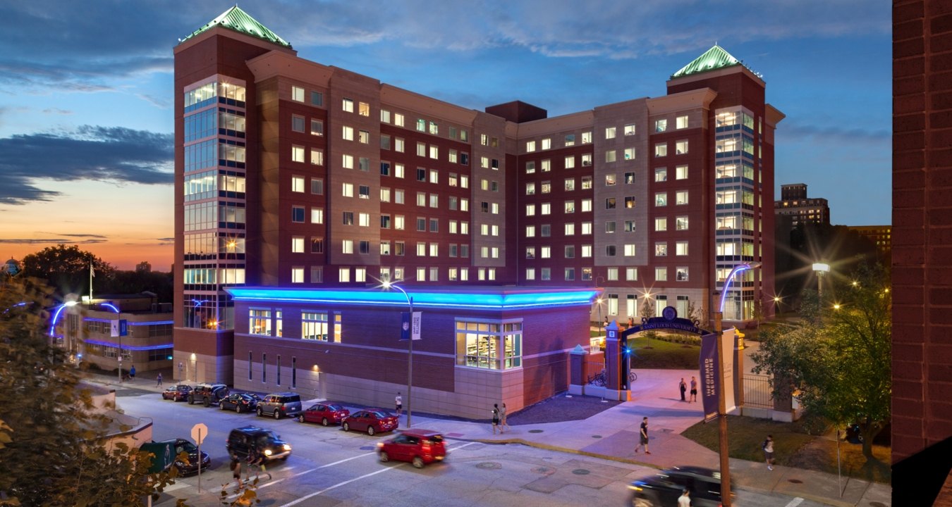 Exterior view of the student housing facility.