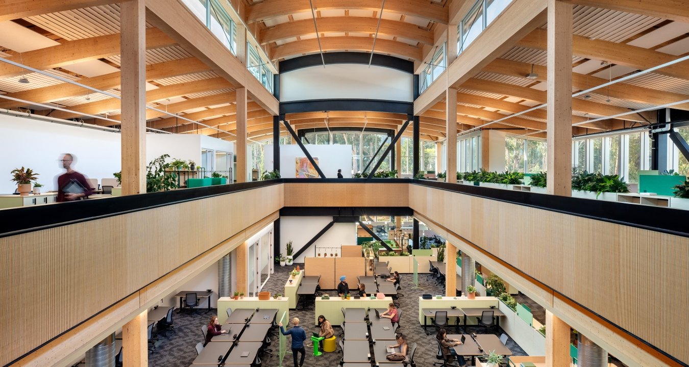 An open two story area with a high ceiling