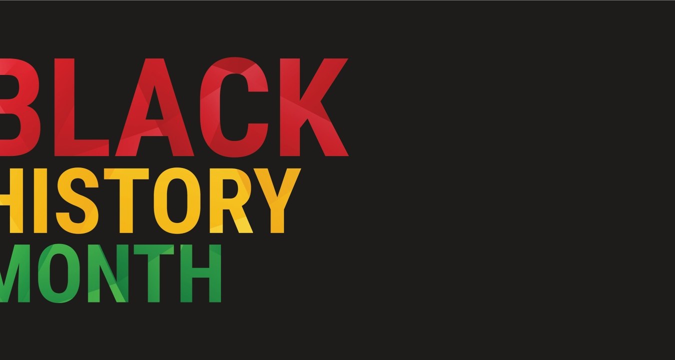 Black background with text "Black History Month"