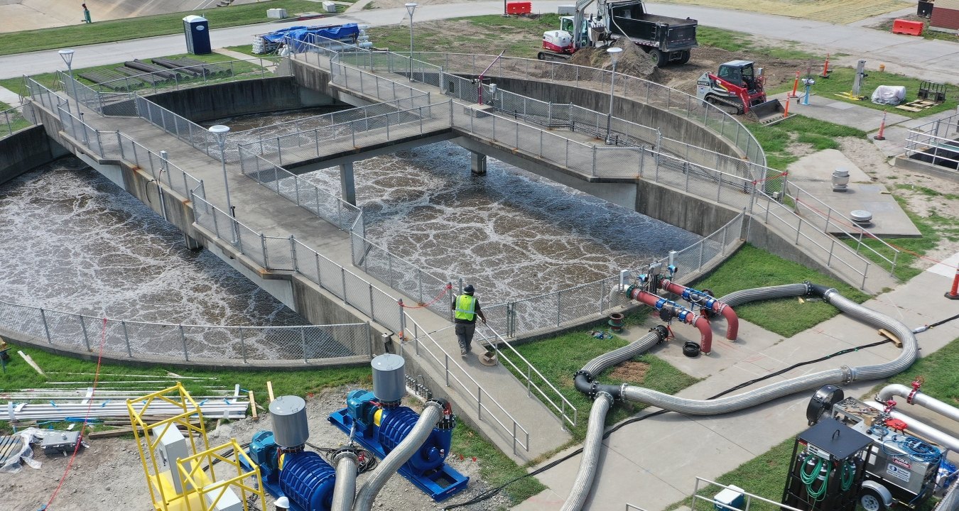 Aerial view of the wastewater treatment plant