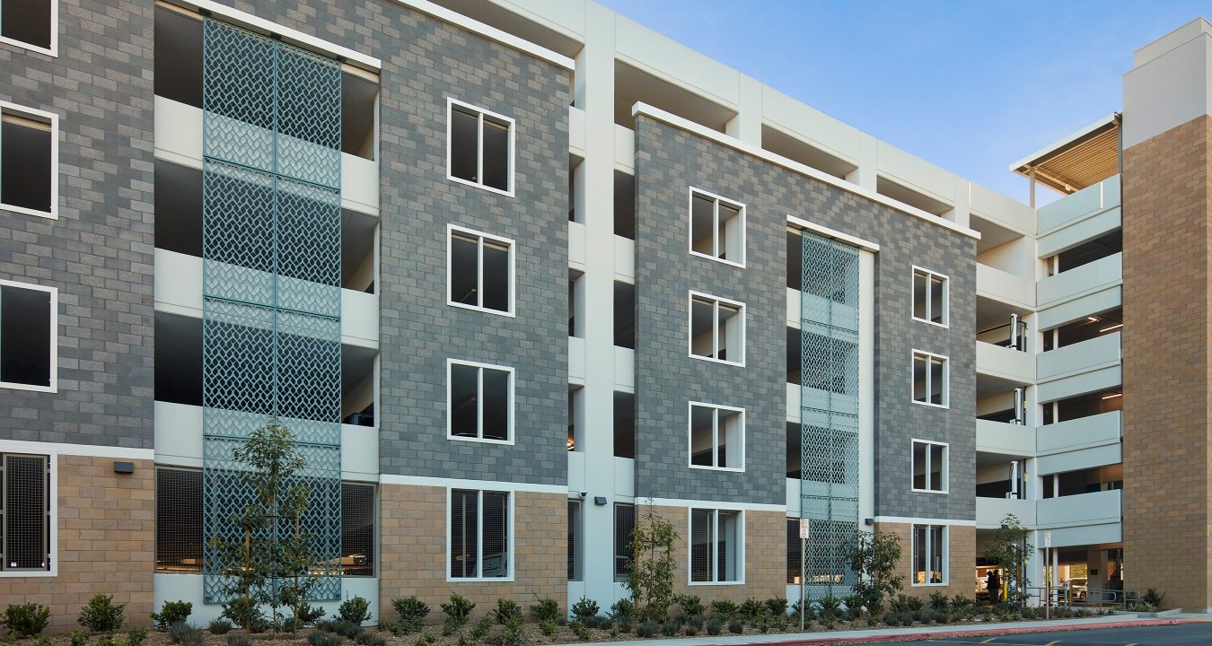Exterior view of the parking structure