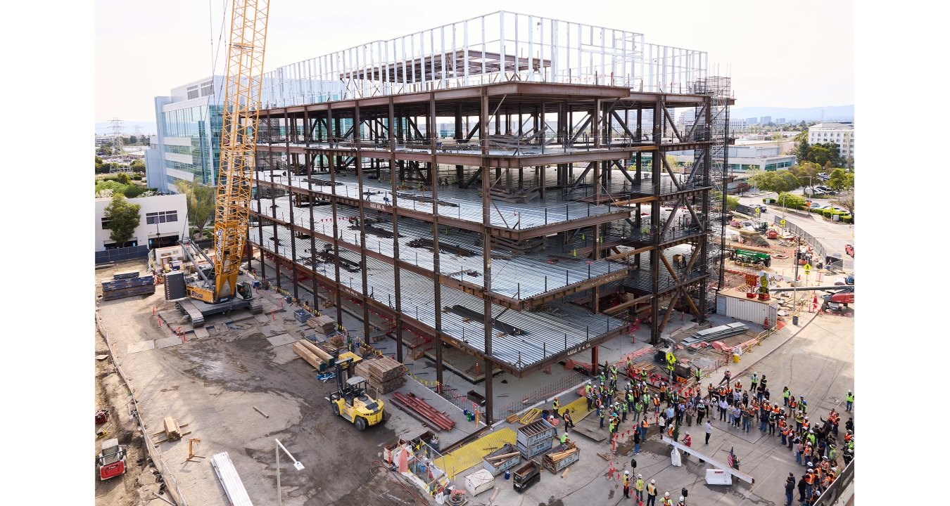 Exterior view of the building under construction