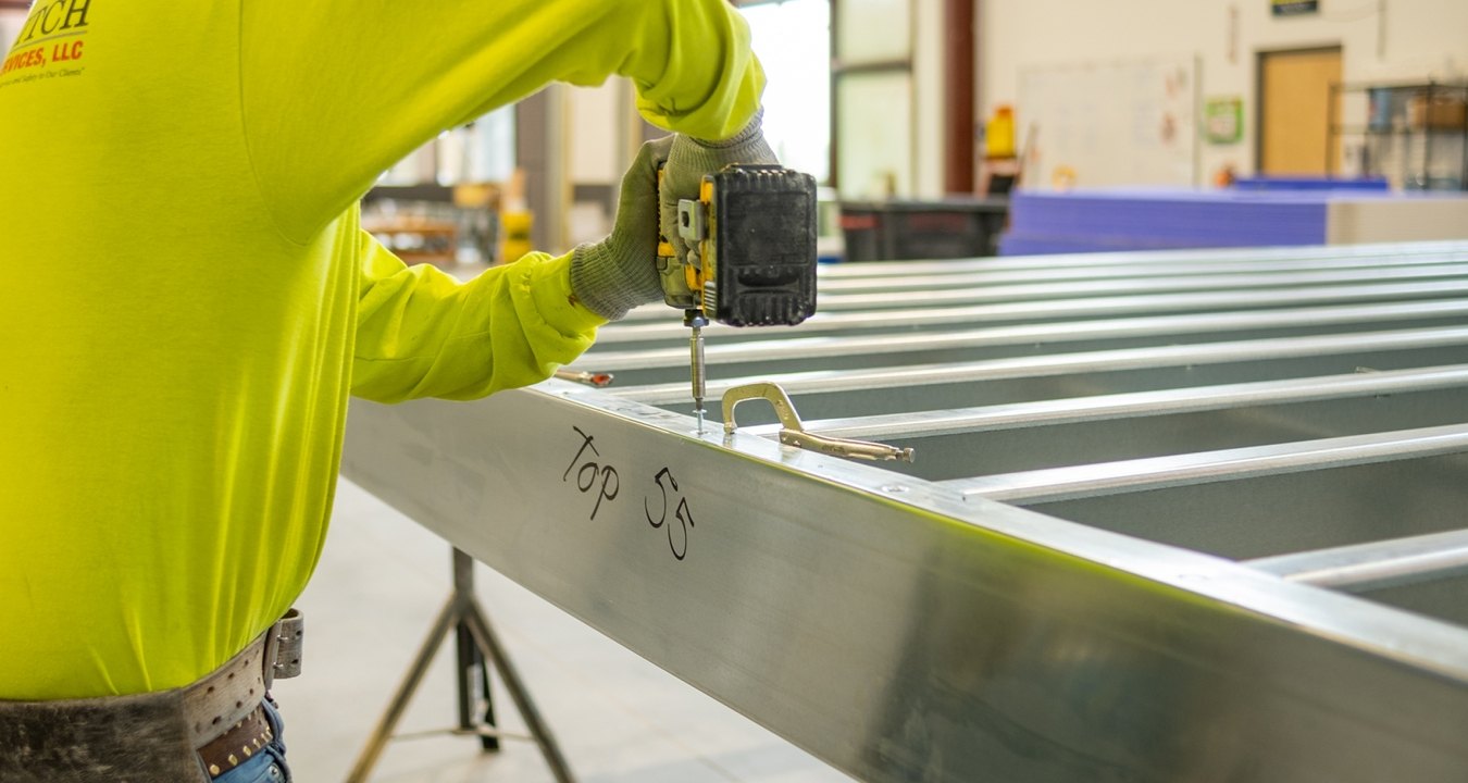 A person working with a power tool 