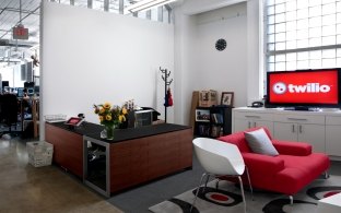 Reception area of an office space. 
