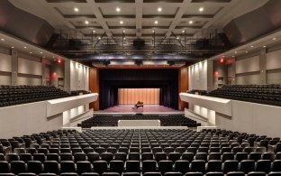 Theater inside of performing arts building. 