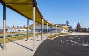 A covered walkway outside.