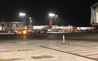 Delta plane at LAX at Dark