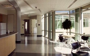 A reception/lobby area within an office building.