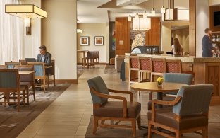 The bar and dining area near reception at Hyatt Place.