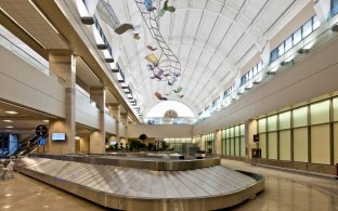 Luggage area inside of terminal. 