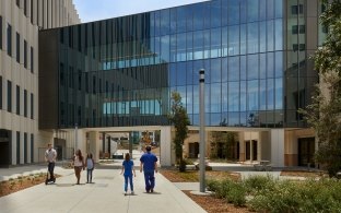 People walking at Loma Linda University Medical Center campus