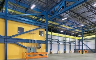 The inside of an airport hangar.