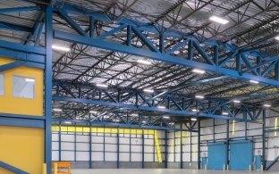 The inside of an airport hangar.