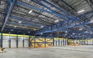 The inside of an airport hangar.