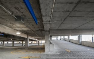 Interior view of the parking garage