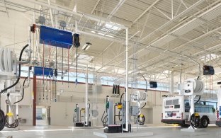 Inside fueling station for San Joaquin Regional Transit District