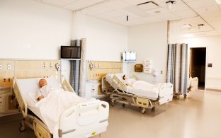 UC Davis — Betty Irene Moore Hall Nursing School Patient Beds with Patient Care Manikins in Them.