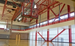 A gymnasium/basketball court inside the recreation center