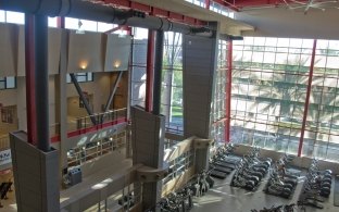 Aerial view of gym machines in the recreation center