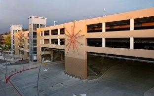 Entry and exit of the parking garage.