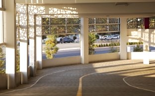 Driveway inside the parking garage.