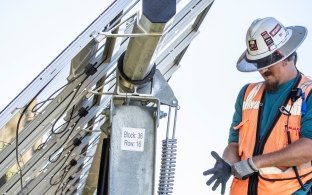 Construction worker at a solar project jobsite