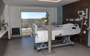 Hospital room with bed