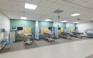 Hospital room with beds