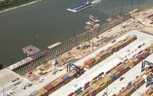 Aerial view of the terminal during construction