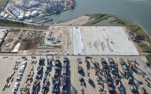 Aerial view of the container yard