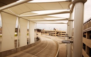 A roadway outside of the garage