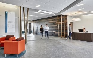 Interior view of Erlanger East building's central lobby area.