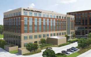 Exterior rendering of the medical office building located on the campus