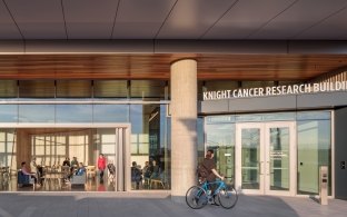 Front entrance of the Knight Cancer Research Building.