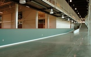 An open area with a half wall