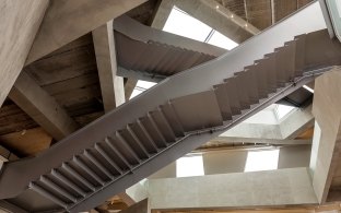 Indoor image of multiple staircases overlapping