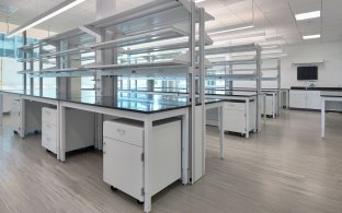 Lab workspace inside UCSD Center for Novel Therapeutics building